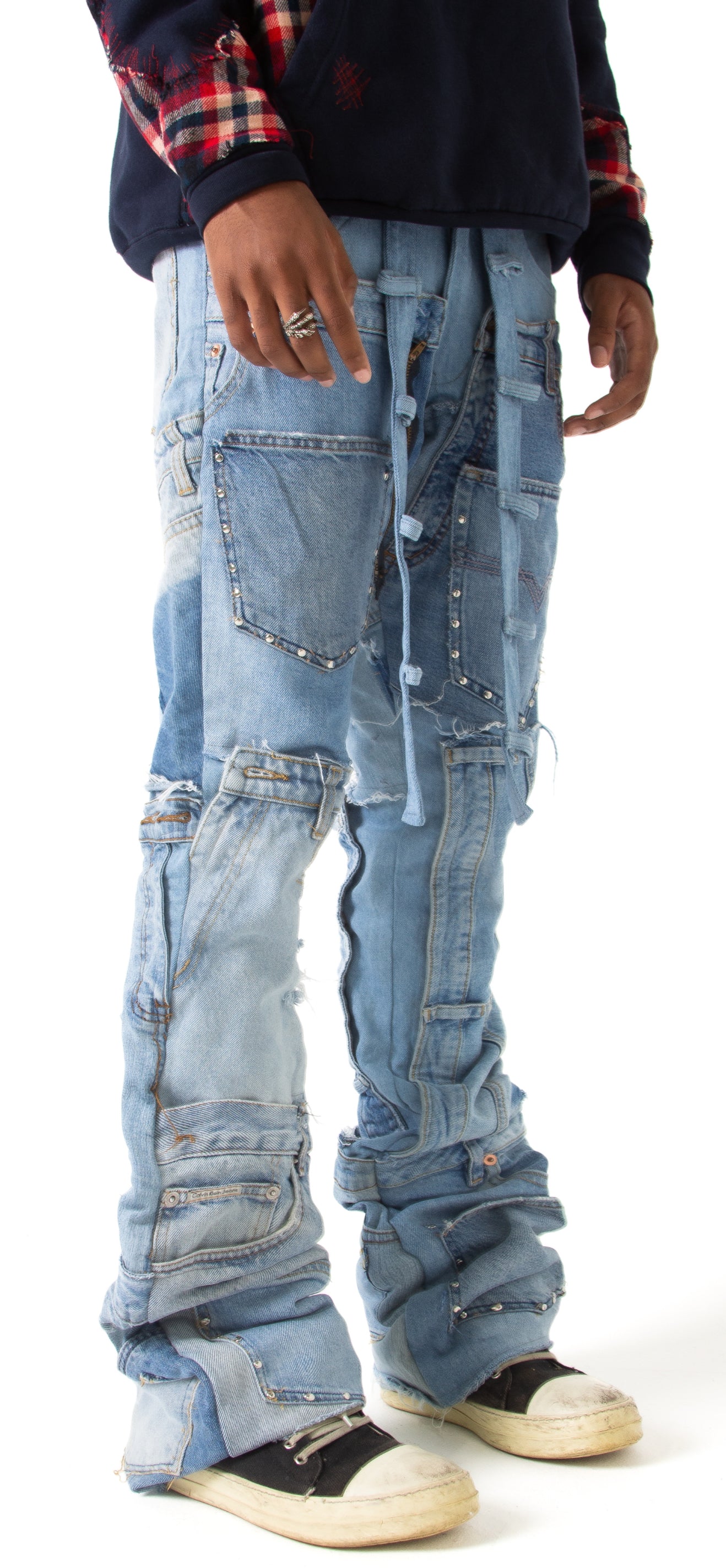 PATCH WORK STACK PANTS image 1